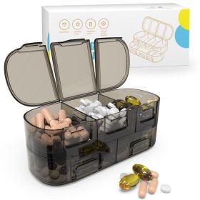 Travel Pill Organizer 7 Day Detachable Pill Box Daily Travel Pill Case Black