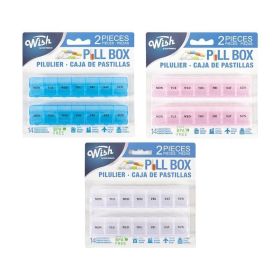 Wish Care Pill Box 3PCs, 3 colors, White&Pink&Blue, Pill Organizer, Travel Pill Organizer, Weekly Pill Organizer, Large Pill Box, Pill Case, Medicine