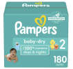 Pampers Baby-Dry Diapers Size 2, 180 Count