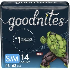 Goodnites Boys' Nighttime Bedwetting Underwear Size S/M, 14 Count