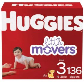 Huggies Little Movers Baby Diapers Size 3;  Count 136