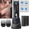 VACASSO Electric Body Hair Trimmer for Men Groin Hair Trimmer Ball Shaver w/Light&LED Display, USB Recharge Dock, Adjustable Ceramic Blade Head, Water