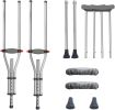 1 Pair Forearm Crutches, Universal Aluminum Non-Slip Crutches with Adjustable Height and Turning Arm Cuffs