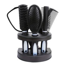 5pcs Professional Hairdressing Styling Set Detangling Hair Brush Airbag Comb With Makeup Mirror (Color: Blue)