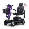 purple four-wheel electric folding scooter crutch storage purple mobility scooter.  Foldable travel portable mobile scooter mini four wheel