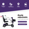 purple four-wheel electric folding scooter crutch storage purple mobility scooter.  Foldable travel portable mobile scooter mini four wheel